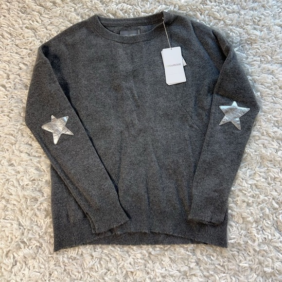 Zadig & Voltaire Cici Patch Cashmere Sweater Grey - Picture 6 of 6